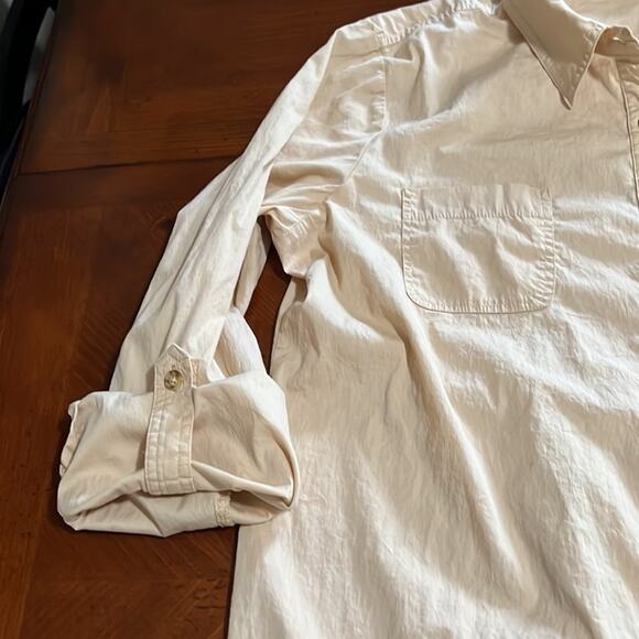 Chico’s 2 Beige Tan Cotton Blend Blouse Woman Size 12 Convertible Sleeves - Picture 6 of 10